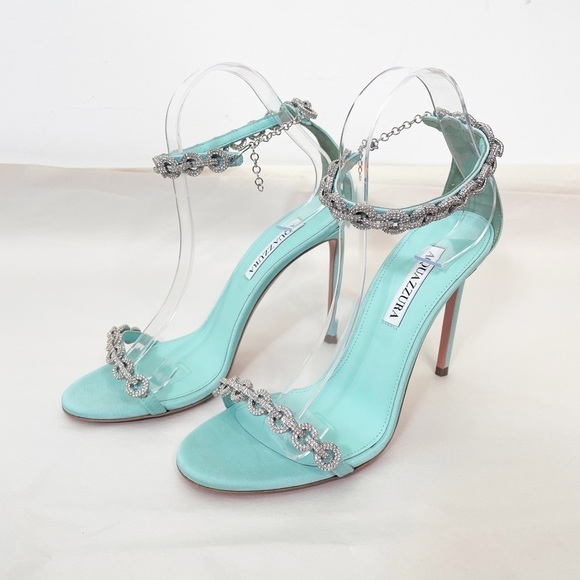 Worn once Aquazzura Love Link Crystal Embellished Heels - Picture 3 of 10